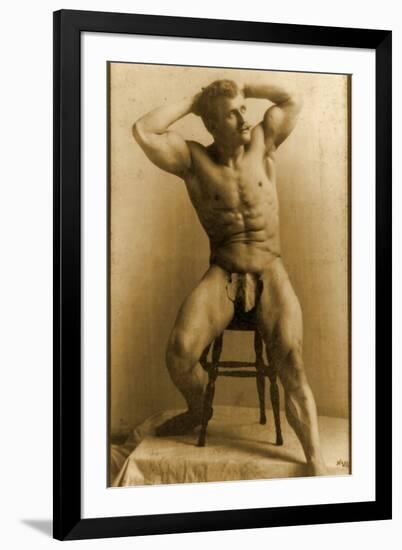 Eugen Sandow, in Classical Ancient Greco-Roman Pose, C.1893-Napoleon Sarony-Framed Photographic Print