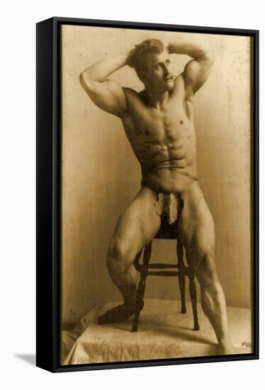 Eugen Sandow, in Classical Ancient Greco-Roman Pose, C.1893-Napoleon Sarony-Framed Stretched Canvas