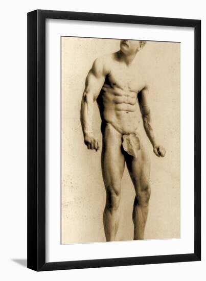 Eugen Sandow, in Classical Ancient Greco-Roman Pose, C.1893-Napoleon Sarony-Framed Photographic Print