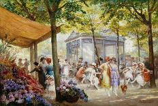 A Parisian Flower Market-Eugene Auguste Francois Deully-Stretched Canvas