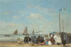 Beach Scene at Trouville, 1863-Eugene Boudin-Framed Stretched Canvas