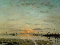 Le Havre, coucher de soleil a mer basse-La Havre, sunset at low tide, 1884 Oil on canvas-Eugene Boudin-Giclee Print