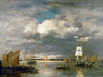 Le Havre, coucher de soleil a mer basse-La Havre, sunset at low tide, 1884 Oil on canvas-Eugene Boudin-Stretched Canvas