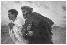 The Disciples Peter and John Running to Sepulchre on the Morning of the Resurrection, circa 1898-Eugene Burnand-Framed Stretched Canvas