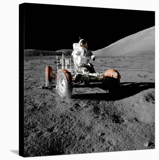 Eugene Cernan on Lunar Rover, Apollo 17-null-Stretched Canvas