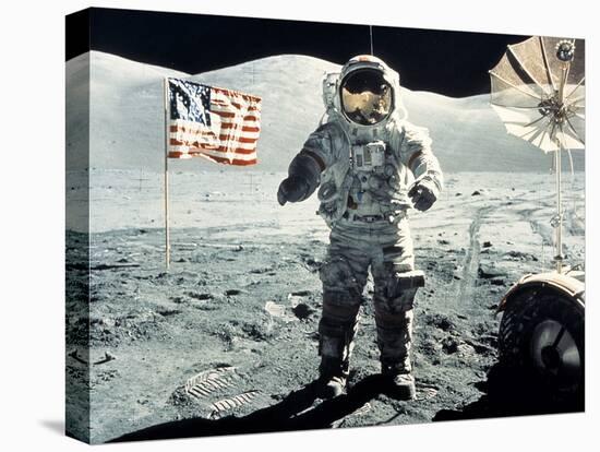 Eugene Cernan on Moon Apollo 17-null-Stretched Canvas