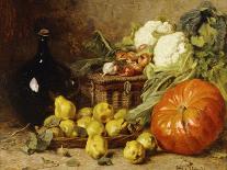 A Still Life with a Wine Flagon, a Basket, Pears, Onions, Cauliflowers, Cabbages, Garlic and a…-Eugene Claude-Framed Giclee Print