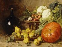 A Still Life with a Wine Flagon, a Basket, Pears, Onions, Cauliflowers, Cabbages, Garlic and a…-Eugene Claude-Laminated Giclee Print