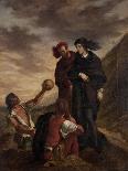 Arab Men Smoking in Front of a House-Eugene Delacroix-Giclee Print