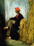 Arab Men Smoking in Front of a House-Eugene Delacroix-Giclee Print