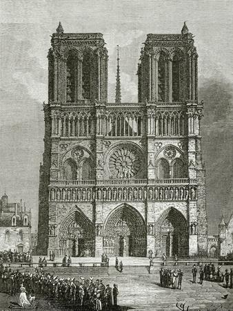 Notre Dame De Paris En 1642 - Illustration from Notre Dame De Paris, 19th Century