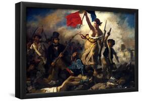 Eugene Ferdinand Victor Delacroix (Liberty Leading the People) Art Poster Print-null-Framed Poster