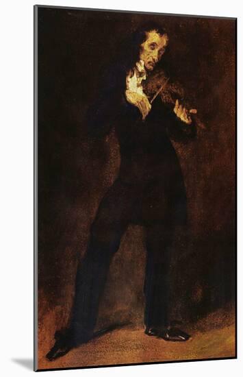 Eugène Ferdinand Victor Delacroix (Portrait of Paganini) Art Poster Print-null-Mounted Poster