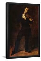Eugène Ferdinand Victor Delacroix (Portrait of Paganini) Art Poster Print-null-Framed Poster