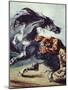 Eugène Ferdinand Victor Delacroix (Tiger takes on a horse) Art Poster Print-null-Mounted Poster