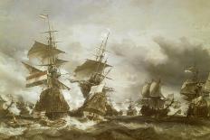 Combat du Texel le 29 juin 1694, victoire de Jean Bart sur l'escadre hollandaise de l'amiral de-Eugène Isabey-Framed Stretched Canvas