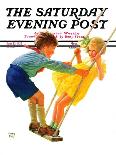 "Lighting the Pumpkin," Saturday Evening Post Cover, November 3, 1934-Eugene Iverd-Giclee Print