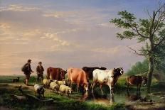 A Bull, a Cow, a Donkey, a Goat, Sheep and Poultry in an Extensive Landscape, 1849-Eugene Joseph Verboeckhoven-Giclee Print