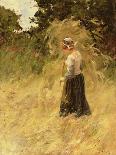 A Girl Harvesting Hay-Eugene Leon Labitte-Framed Giclee Print