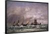 EUGENE-LOUIS BOUDIN/ BERCK, THE DEPARTURE OF THE BOATS.  EUGENE-LOUIS BOUDIN (1824-98)-EUGENE-LOUIS BOUDIN-Framed Poster