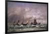 EUGENE-LOUIS BOUDIN/ BERCK, THE DEPARTURE OF THE BOATS.  EUGENE-LOUIS BOUDIN (1824-98)-EUGENE-LOUIS BOUDIN-Framed Poster