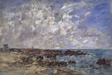 TROUVILLE ROCKS. Author: EUGENE-LOUIS BOUDIN (1824-98). Location: MUSEO PROVINCIAL, HAVRE, FRANCE-EUGENE-LOUIS BOUDIN-Poster