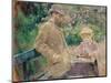 Eugene Manet (1833-92) with His Daughter at Bougival, c.1881-Berthe Morisot-Mounted Premium Giclee Print