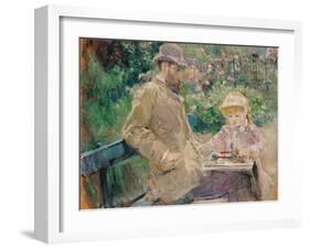 Eugene Manet (1833-92) with His Daughter at Bougival, c.1881-Berthe Morisot-Framed Giclee Print