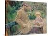 Eugene Manet (1833-92) with His Daughter at Bougival, c.1881-Berthe Morisot-Stretched Canvas