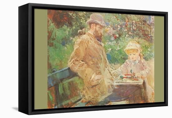 Eugène Manet and His Daughter in Bougival-Berthe Morisot-Framed Stretched Canvas
