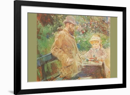 Eugène Manet and His Daughter in Bougival-Berthe Morisot-Framed Premium Giclee Print