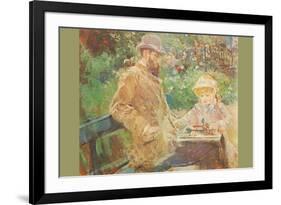 Eugène Manet and His Daughter in Bougival-Berthe Morisot-Framed Premium Giclee Print