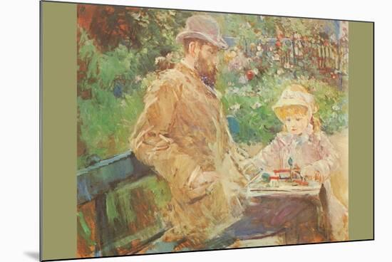 Eugène Manet and His Daughter in Bougival-Berthe Morisot-Mounted Premium Giclee Print