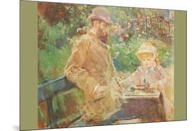 Eugène Manet and His Daughter in Bougival-Berthe Morisot-Mounted Premium Giclee Print