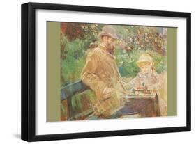 Eugène Manet and His Daughter in Bougival-Berthe Morisot-Framed Art Print