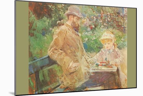 Eugène Manet and His Daughter in Bougival-Berthe Morisot-Mounted Art Print