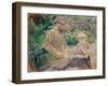 Eugène Manet and His Daughter in the Garden at Bougival-null-Framed Giclee Print