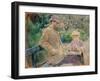 Eugène Manet and His Daughter in the Garden at Bougival-null-Framed Giclee Print