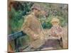 Eugène Manet and His Daughter in the Garden at Bougival-null-Mounted Giclee Print