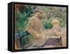 Eugène Manet and His Daughter in the Garden at Bougival-null-Framed Stretched Canvas