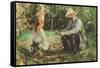 Eugène Manet and His Daughter in the Garden-Berthe Morisot-Framed Stretched Canvas