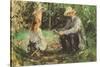 Eugène Manet and His Daughter in the Garden-Berthe Morisot-Stretched Canvas