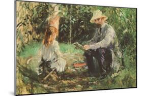 Eugène Manet and His Daughter in the Garden-Berthe Morisot-Mounted Art Print