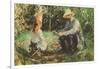 Eugène Manet and His Daughter in the Garden-Berthe Morisot-Framed Art Print