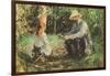 Eugène Manet and His Daughter in the Garden-Berthe Morisot-Framed Art Print