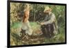 Eugène Manet and His Daughter in the Garden-Berthe Morisot-Framed Art Print