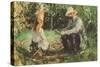 Eugène Manet and His Daughter in the Garden-Berthe Morisot-Stretched Canvas