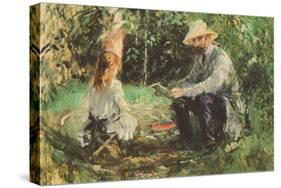 Eugène Manet and His Daughter in the Garden-Berthe Morisot-Stretched Canvas