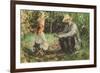 Eugène Manet and His Daughter in the Garden-Berthe Morisot-Framed Premium Giclee Print