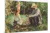 Eugène Manet and His Daughter in the Garden-Berthe Morisot-Mounted Premium Giclee Print